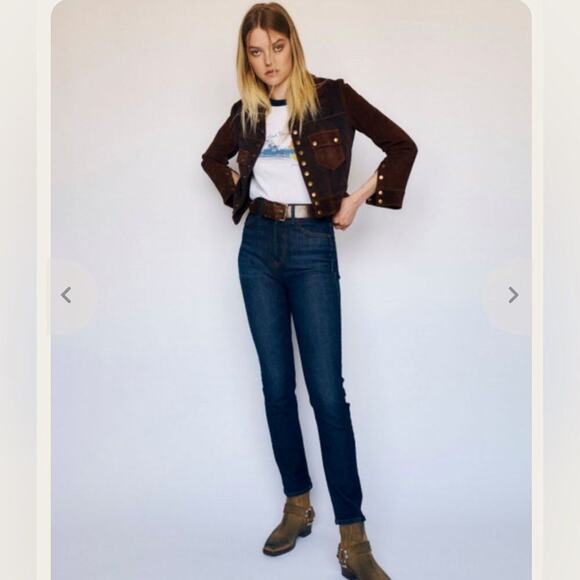 NWT RE/DONE High Rise Ankle Crop in Midnight Blue Sz 23